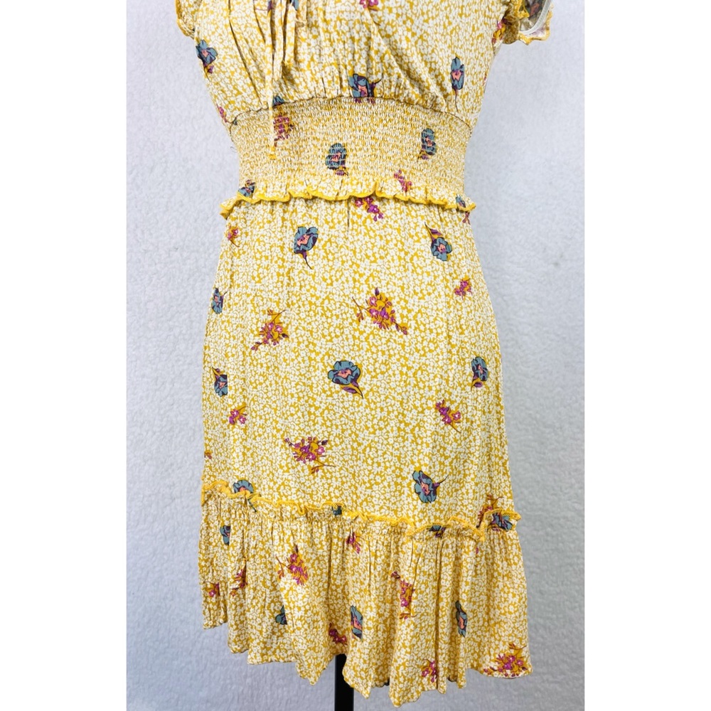 ALL IN FAVOR • Yellow Floral Ruffle Mini Dress, XS - Picture 8 of 16